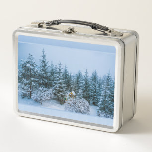 Lunch Box Boîte à lunch en métal des arbres neigeux