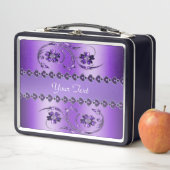 Lunch Box Boîte à lunch en métal floral pourpre (En situation)