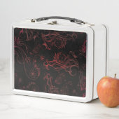 Lunch Box Boîte à lunch en métal rouge floral (En situation)