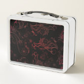 Lunch Box Boîte à lunch en métal rouge floral (Dos)