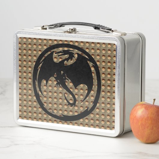 Lunch Box Boîte à lunch inoxydable Black Dragon Gold Indent (En situation)