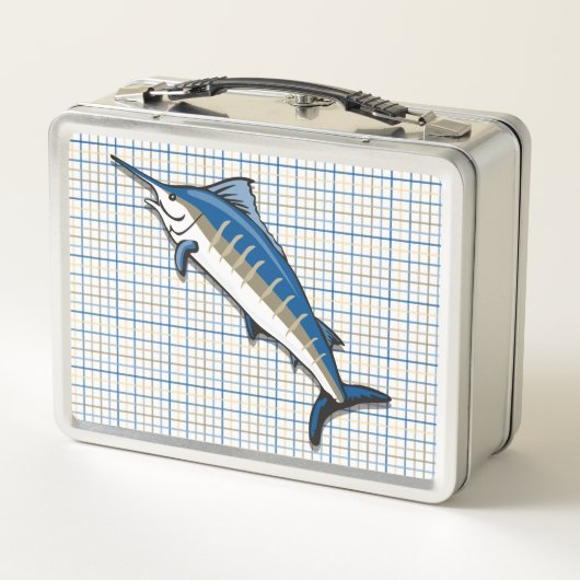 Lunch Box Boîte à lunch - Marlin bleu sur plaid (Dos)