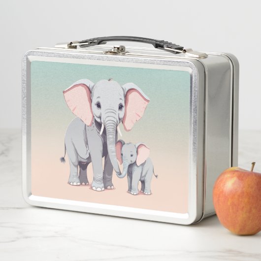Lunch Box Boîte à lunch pour maman et bébé éléphant (En situation)