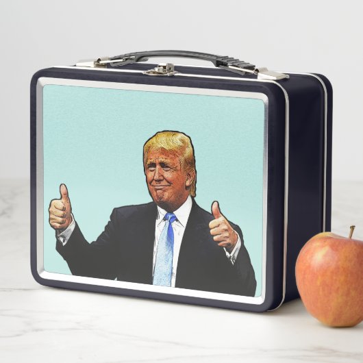 LUNCH BOX BOÎTE À SOUCHER EN MÉTAL RÉTRO DONALD TRUMP (En situation)