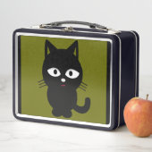 LUNCH BOX BOÎTE À SOUFFLE EN MÉTAL RÉTRO EN CHAT NOIR (En situation)