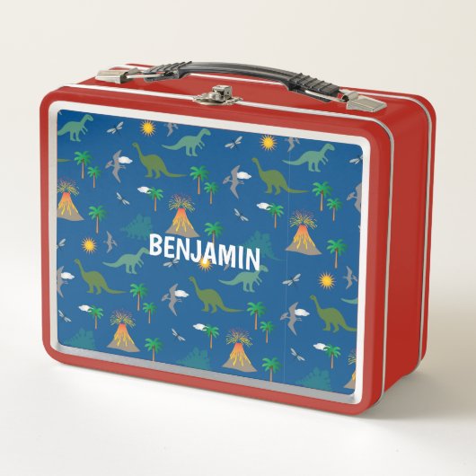 Lunch Box BOÎTE DE DÉJEUNER ROUGE DE DINOSAUR customisé (Devant)