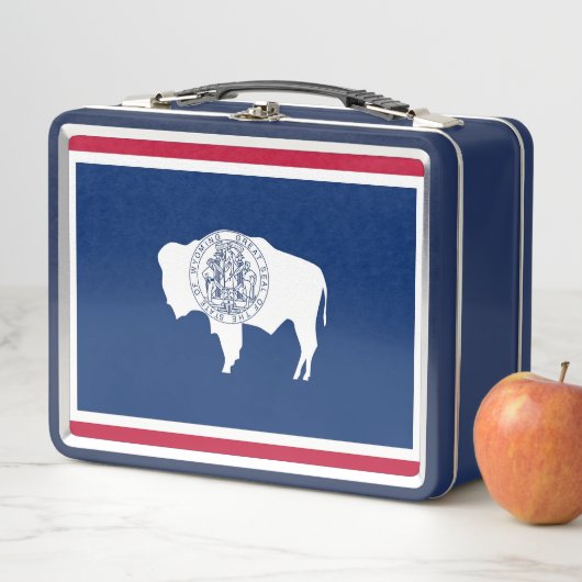Lunch Box Boîtier en métal inoxydable avec drapeau Wyoming (En situation)