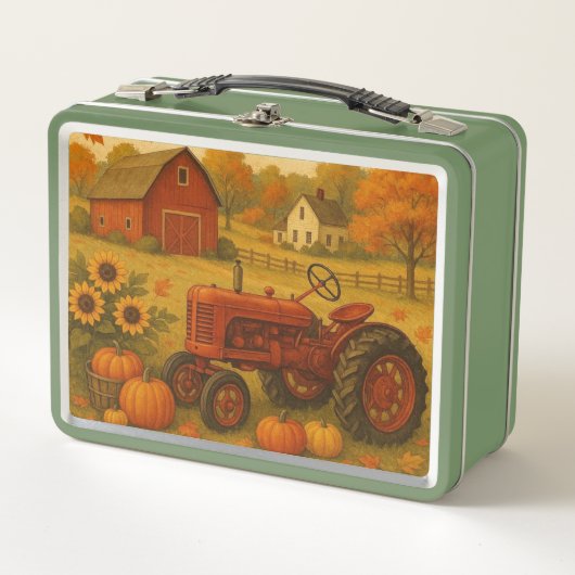 Lunch Box Bon automne tracteur classique et ferme (Devant)