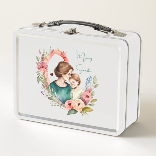 Lunch Box Bond adorable maman et fille - Cadre floral (4) (Devant)