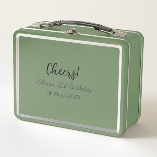 Lunch Box Bonjour 21e anniversaire ajouter nom date simple m (Devant)