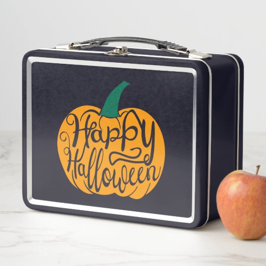Lunch Box Bonne lettre Halloween sur citrouille sculpté (En situation)