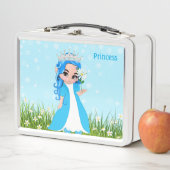 Lunch Box Bonne princesse habillée en turquoise avec des fle (En situation)