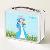 Lunch Box Bonne princesse habillée en turquoise avec des fle (Dos)