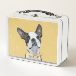 Lunch Box Boston Terrier Painting - Cute Original Dog Art