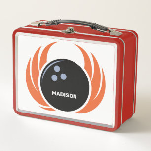Lunch Box Boule de bowling avec nom personnalisé et flamme