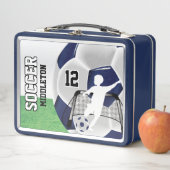 Lunch Box Boule de football bleu foncé et blanc (En situation)
