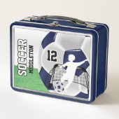 Lunch Box Boule de football bleu foncé et blanc (Devant)