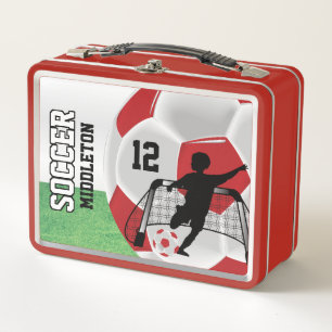 Lunch Box Boule de soccer rouge foncé et blanc ⚽