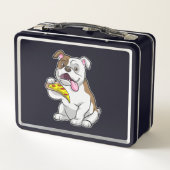 Lunch Box Bouledogue avec un morceau de pizza (Dos)