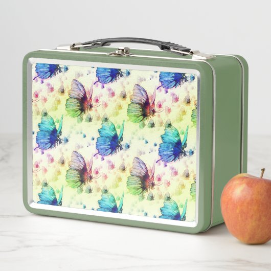 Lunch Box Bouteille à papillons d'aquarelle (En situation)