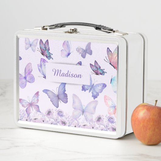 Lunch Box Bouteilles d'aquarelle Fleur sauvage Jardin Lilac (En situation)