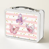 Lunch Box Boutons mignons et pointes roses Papillons et Mono (Dos)