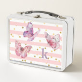 Lunch Box Boutons mignons et pointes roses Papillons et Mono (Devant)
