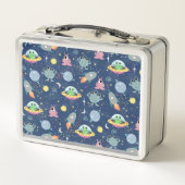 Lunch Box Boys Blue Space Alien Monster Kids (Dos)