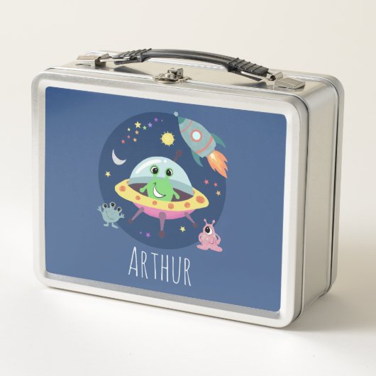 Lunch Box Boys Blue Space Alien Monster Kids (Devant)