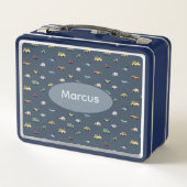 Lunch Box Boys Cute Transport Voiture Motif monogramme Enfan (Dos)