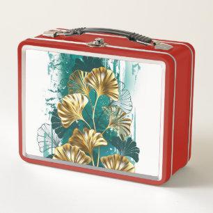 Lunch Box Branche avec Feuilles d'or Ginko Biloba