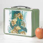 Lunch Box Branche avec Feuilles d'or Ginko Biloba (En situation)