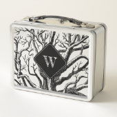 Lunch Box Brèches Abstraites en noir rustique Monogramme (Dos)