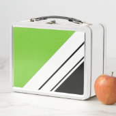Lunch Box Bright Lime Black White Diagonal Racing Stripes (En situation)
