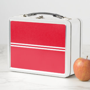 Lunch Box Bright Red Slim Horizontal White Racing Stripes
