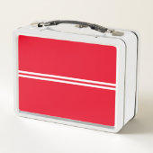 Lunch Box Bright Red Slim Horizontal White Racing Stripes (Dos)