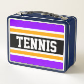 Lunch Box Bright violet noir blanc jaune TENNIS rayures (Dos)