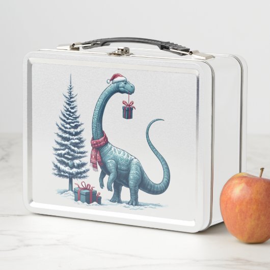 Lunch Box Brontosaurus dinosaure de Noël (En situation)