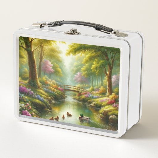 Lunch Box Brook de printemps avec canards/fleurs (Devant)