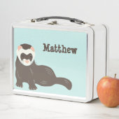 Lunch Box Brown personnalisé Ferret Mint Green (En situation)