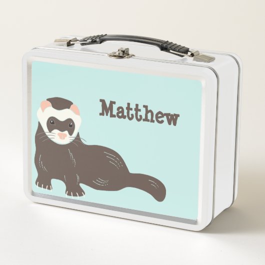 Lunch Box Brown personnalisé Ferret Mint Green (Devant)