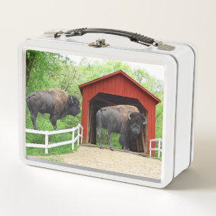 Lunch Box Buffalo drôle au pont couvert rouge