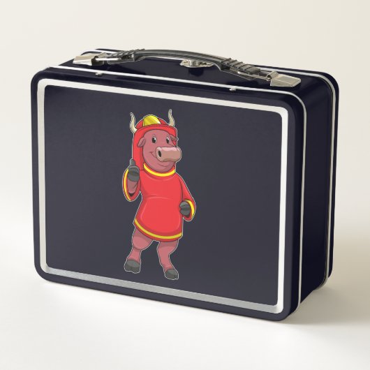 Lunch Box Bull en tant que pompier avec casque (Dos)