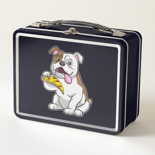 Lunch Box Bulldog avec morceau de pizza (Devant)
