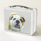 Lunch Box Bulldog Painting - Cute Original Dog Art (Dos)