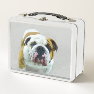 Lunch Box Bulldog Painting - Cute Original Dog Art