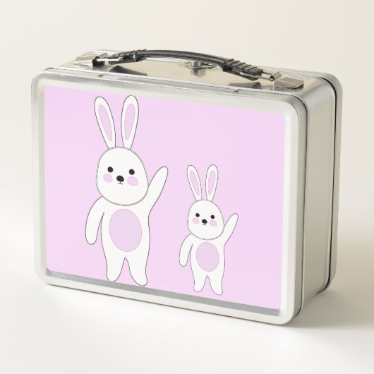 Lunch Box Bunny. Blanc et rose. (Dos)