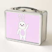 Lunch Box Bunny. Blanc et rose. (Devant)