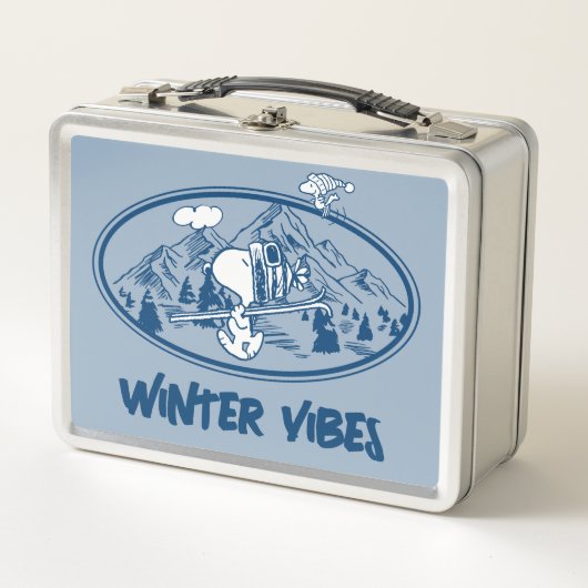 Lunch Box cacahuètes | Snoopy & Woodstock Skiing (Devant)