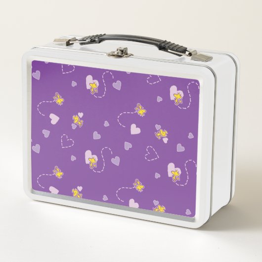 Lunch Box cacahuètes | Woodstock Motif de coeur pourpre (Devant)